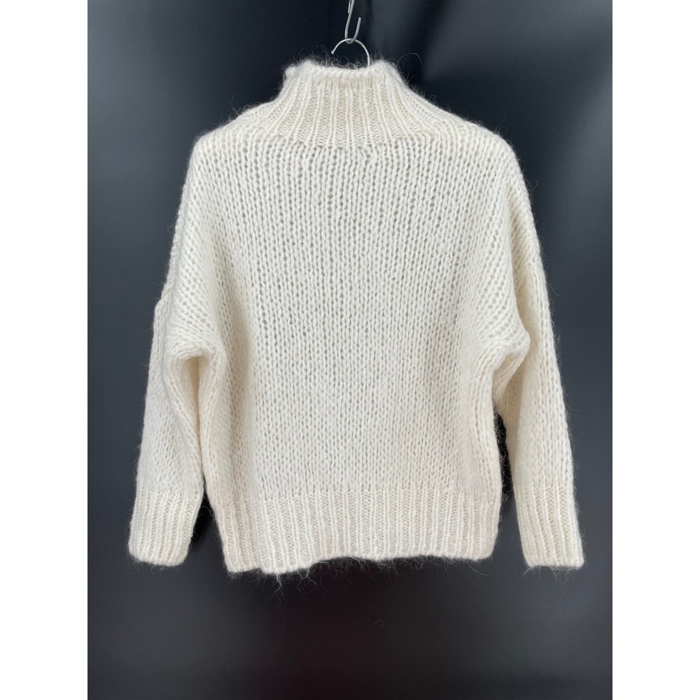 FRNCH La Petite Maille Mohair Wool Chunky Mock Neck Ivory Sweater S M Italy